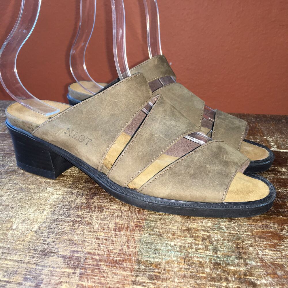 Naot Relate Platform Sandals Brown Womens 9 Leather Anatomic Cork Footbed Resort